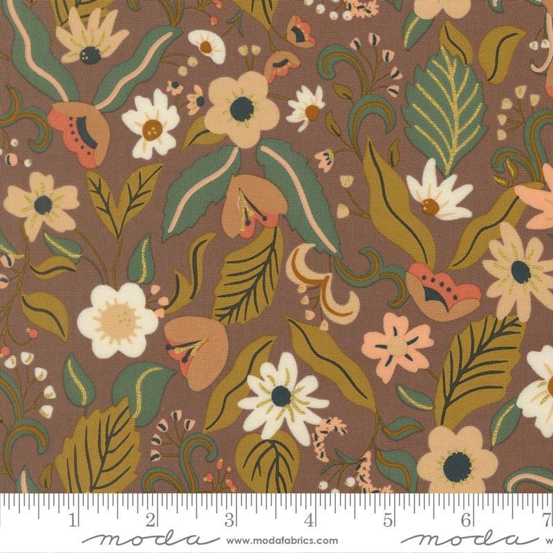 Sunlit Ruins 2.5" Jelly Roll, Moda 38160JR, 2.5" Precut Cream Brown Gray Green Blue Plum Floral Quilt Fabric Strips, Jessica Rose