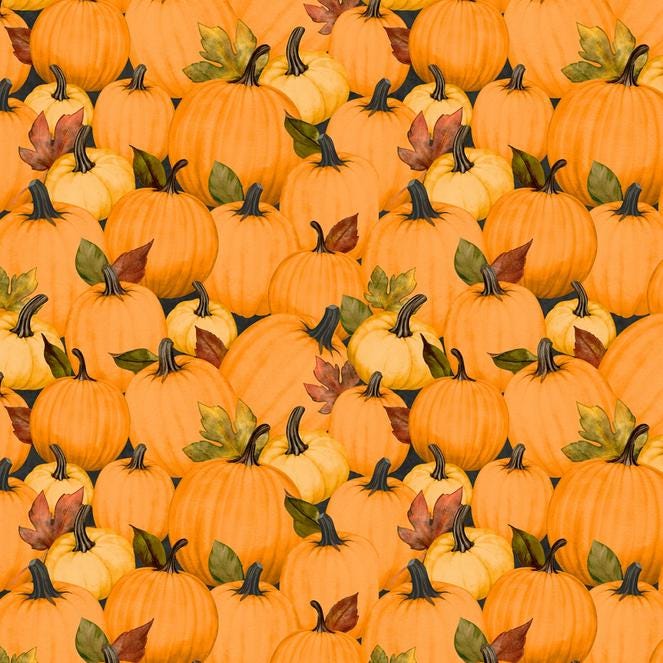 Oh My Gourd 5 Karat Crystals, Wilmington Prints 893-508, Precut 5" Fall Autumn Thanksgiving Pumpkins Floral Fabric Squares Charm Pack
