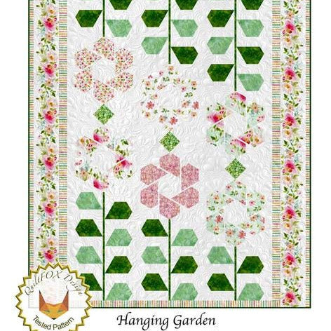 Hanging Garden Sweet Surrender Quilt Pattern, Quilt Fox QFOX292, Yardage Friendly Foundation Paper Piecing FPP Flower Quilt Pattern, Hajdu