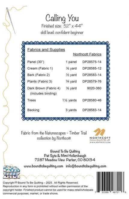 Calling You Panel Frame Quilt Pattern, Bound to Be Quilting BTBQ551 PTN35719, Mountain Peaks Panel Friendly Lap Throw Quilt Pattern