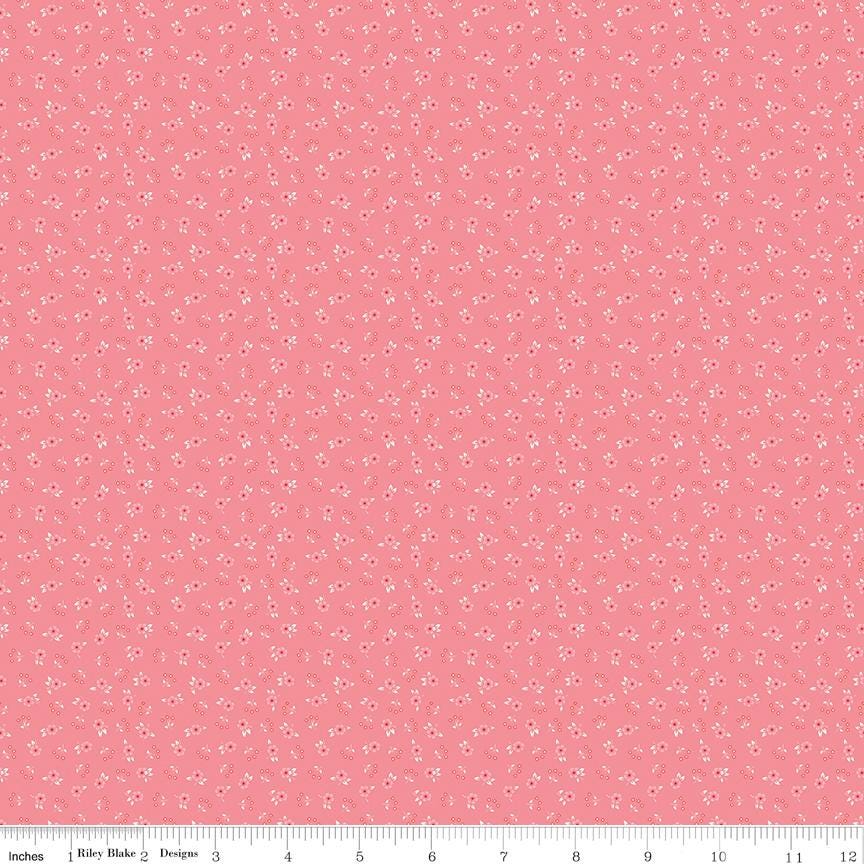 Peach Cobbler 2.5" Rolie Polie, Riley Blake RP-17420-40, 2.5" Precut Pink Peach Yellow Green Floral Jelly Roll Fabric Squares, Lily Ashbury