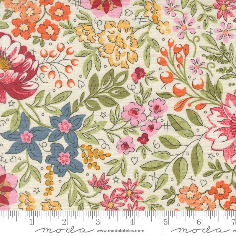 Fieldrush 5" Charm Pack, Moda 30780PP, 5" Precut Wildflowers Floral Charm Fabric Squares, BasicGrey
