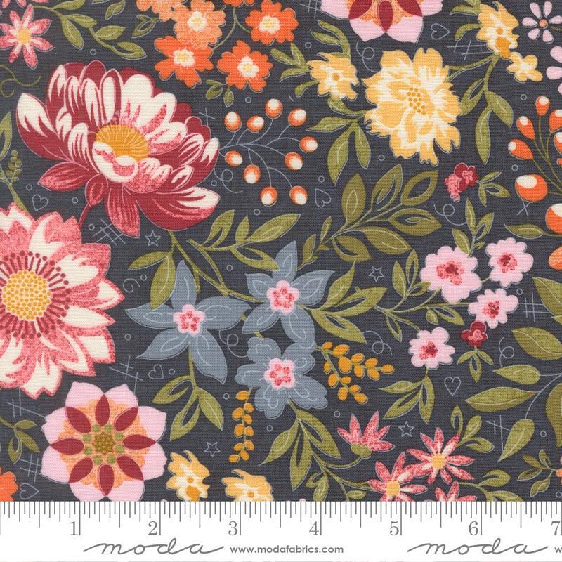 Fieldrush 10" Layer Cake, Moda 30780LC, 10" Precut Wildflowers Floral Layer Cake Fabric Squares, BasicGrey