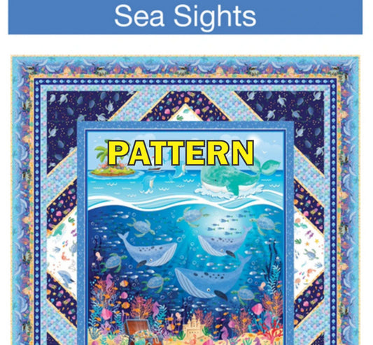 Sea Sights Panel Frame Quilt PATTERN, Pine Tree Country Quilts PT2200, 36" Fabric Panel Friendly Vertical Panel Frame Quilt Pattern