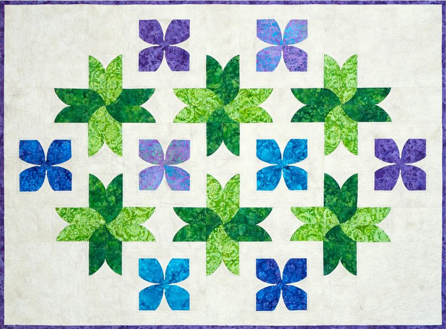 Vintage Violets Quilt Pattern,Southwind Designs SWD335VV, Peeled-Back Patchwork, Dimensional Curves Flower Quilt Pattern