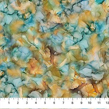 Raven's Call - Orange Teal Texture Blender Fabric, Northcott DP28954-54 Orange Multi, Teal Orange Halloween Blender Fabric, By the Yard