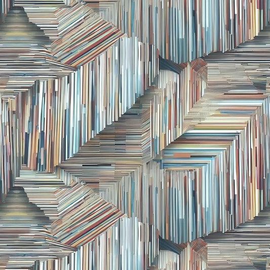 I Walk the Line - 118" Teal Blue Brown Geometric Wide Back Fabric, Studio E 8675S-79 Slate, Line Art Wide Quilt Backing Fabric, By the Yard