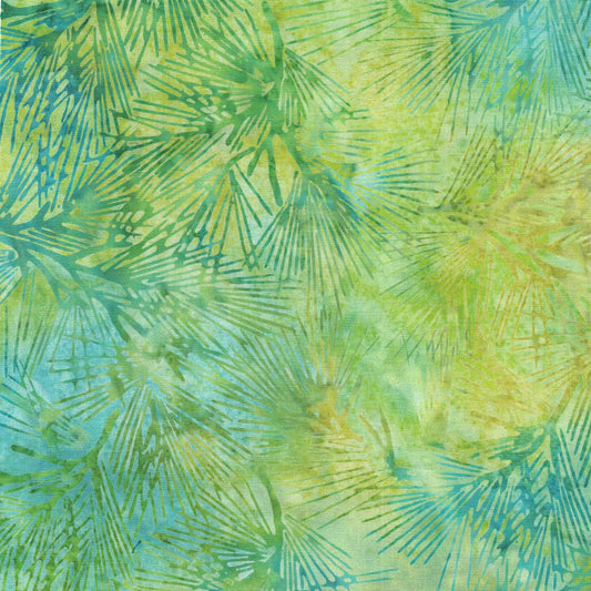 The Grove - Spring Green Tonal Pine Needles Batik Fabric, Island Batik 122339610 Honeydew, Green Texture Cotton Batik Fabric, By the Yard
