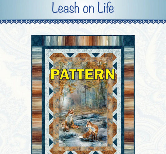 Leash on Life 24" Panel Frame Quilt Pattern, Bound to Be Quilting BTBQ523 PTN3524, Ombre Friendly Panel Frame Lap Throw Quilt Pattern