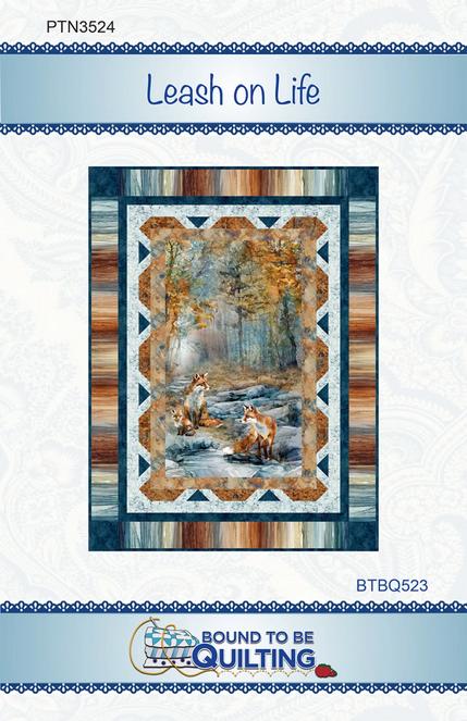 Leash on Life 24" Panel Frame Quilt Pattern, Bound to Be Quilting BTBQ523 PTN3524, Ombre Friendly Panel Frame Lap Throw Quilt Pattern