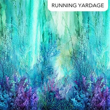 Coral Reef - Turquoise Purple Underwater Ombre Fabric, Northcott DP28876-66, Underwater Scenic Coral Ombre Fabric, By the Yard