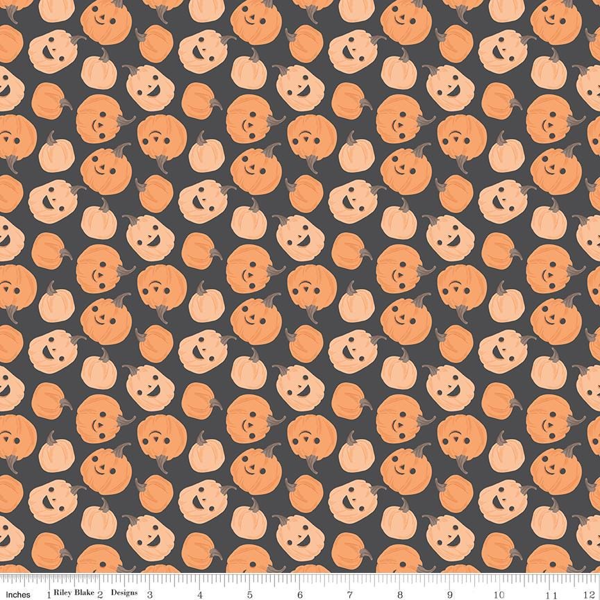 Frank and Friends Halloween 5" Stacker, Riley Blake 5-17470-42, 5" Precut Pink Orange Green Black Halloween Quilt Fabric, My Mind's Eye