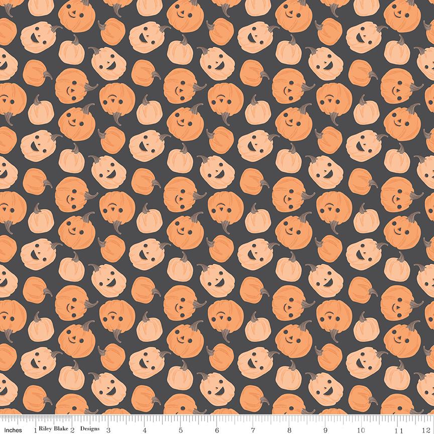 Frank and Friends Halloween 10" Stacker, Riley Blake 10-17470-42, 10" Precut Pink Orange Green Black Halloween Quilt Fabric, My Mind's Eye