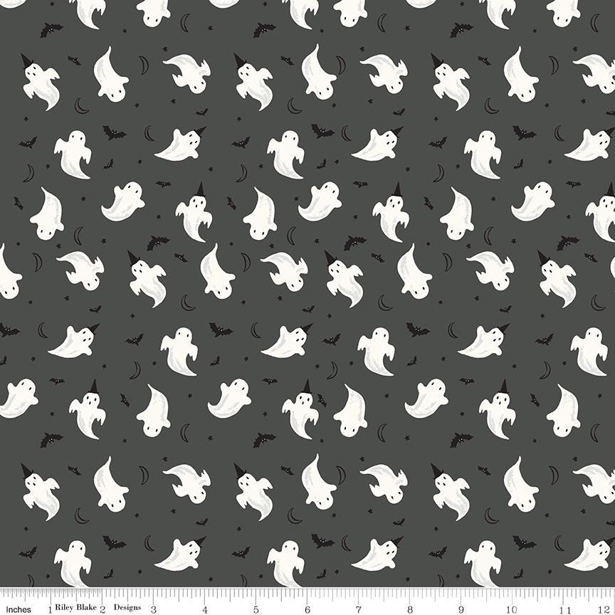 Frank and Friends Halloween 5" Stacker, Riley Blake 5-17470-42, 5" Precut Pink Orange Green Black Halloween Quilt Fabric, My Mind's Eye