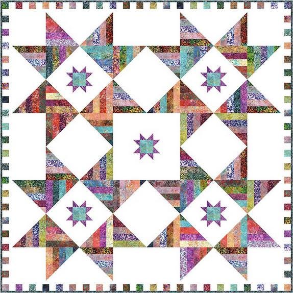 Twirling Stars Quilt Pattern, Pastry Shop Quilts P257-TWIRLINGSTARS, Jelly Roll Strips Friendly Throw Bed Square Quilt Pattern