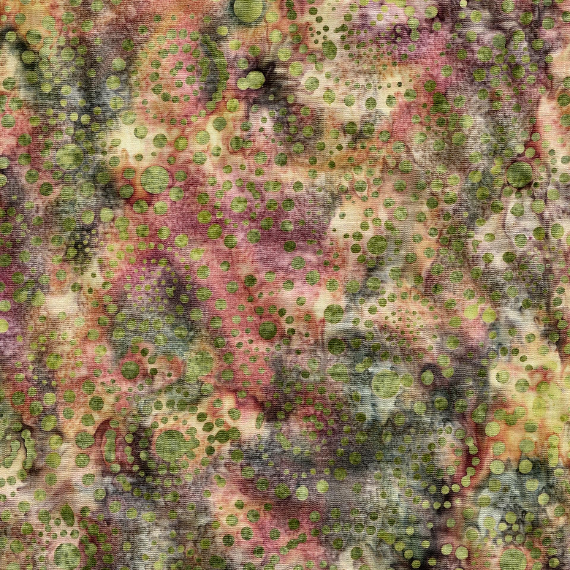 Dotmania Stack, Island Batik, 10" Precut Green Brown Beige Batik Layer Cake Fabric Squares