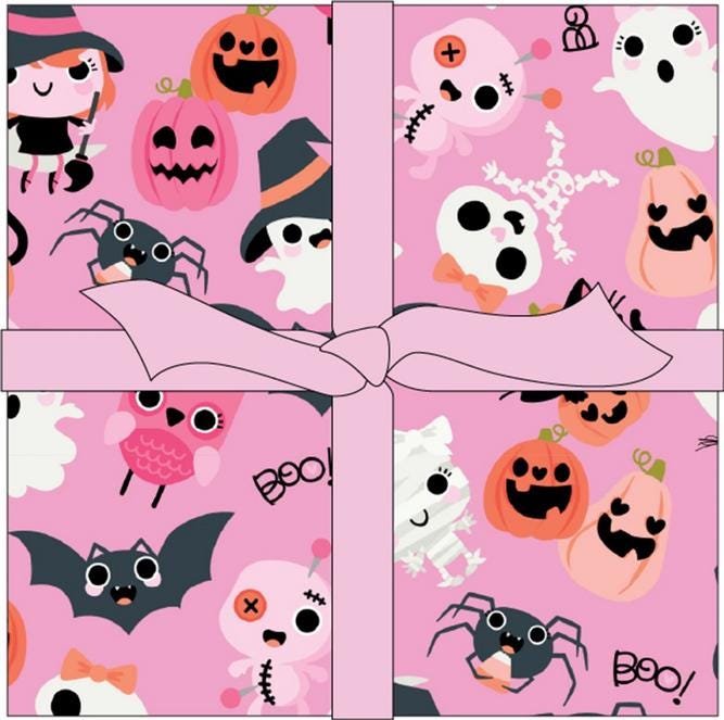 Not Scary Halloween 5" Charm Squares, Poppie Cotton NT26520, 5" Precut Pink Orange Black Green White Halloween Fabric Squares