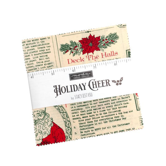 Holiday Cheer 5" Charm Pack, Moda 20970PP, 5" Precut Christmas Xmas Fabric Squares, Stacy Iest Hsu