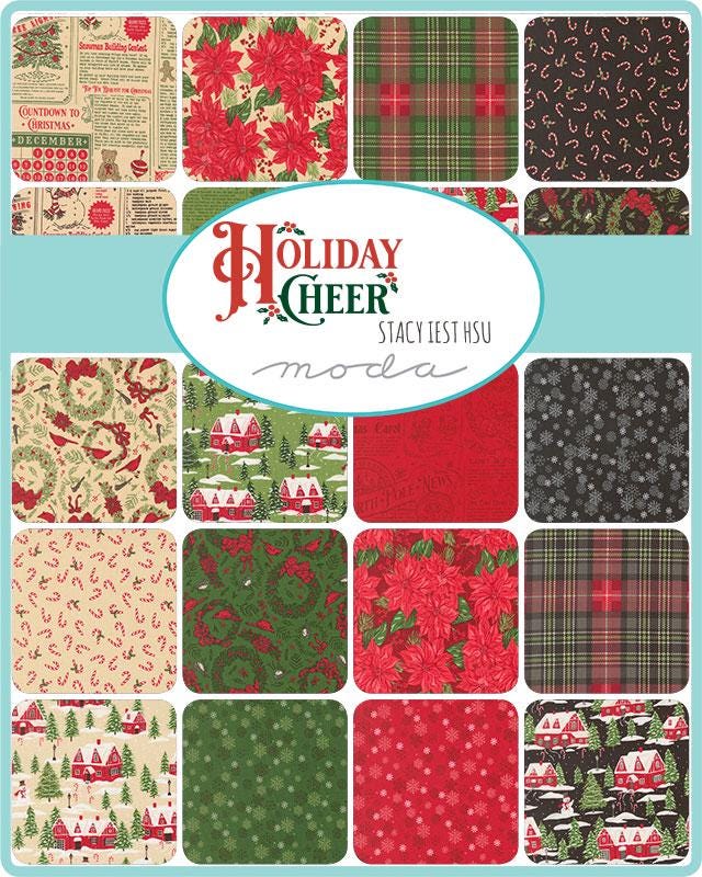 Holiday Cheer 5" Charm Pack, Moda 20970PP, 5" Precut Christmas Xmas Fabric Squares, Stacy Iest Hsu