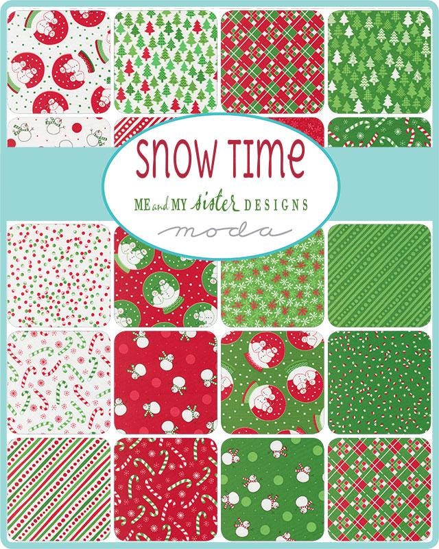 Snow Time Jelly Roll, Moda 22500JR, 2.5" Precut Christmas Xmas Jelly Roll Fabric Strips, Me and My Sister