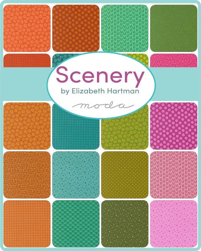 Scenery 10" Layer Cake, Moda 51270LC, 10" Precut Rainbow Colors Low Volume Fabric Squares, Elizabeth Hartman Fabric