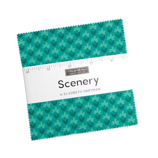 Scenery 5" Charm Pack, Moda 51270PP, 5" Precut Rainbow Colors Low Volume Fabric Squares, Elizabeth Hartman Fabric