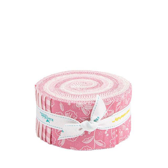 Sweet Pink Rolie Polie, Riley Blake RP-17410-40, 2.5" Precut Pink Cream Floral Fabric Strips, My Mind's Eye