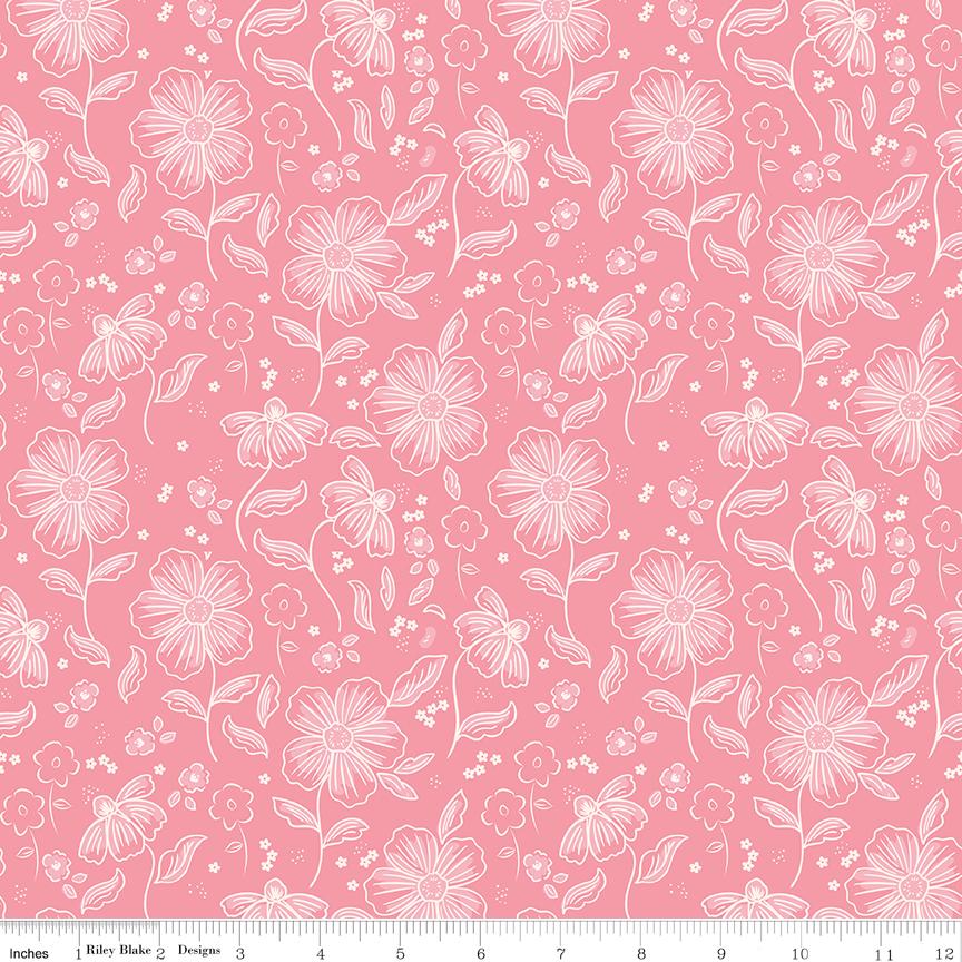 Sweet Pink Rolie Polie, Riley Blake RP-17410-40, 2.5" Precut Pink Cream Floral Fabric Strips, My Mind's Eye