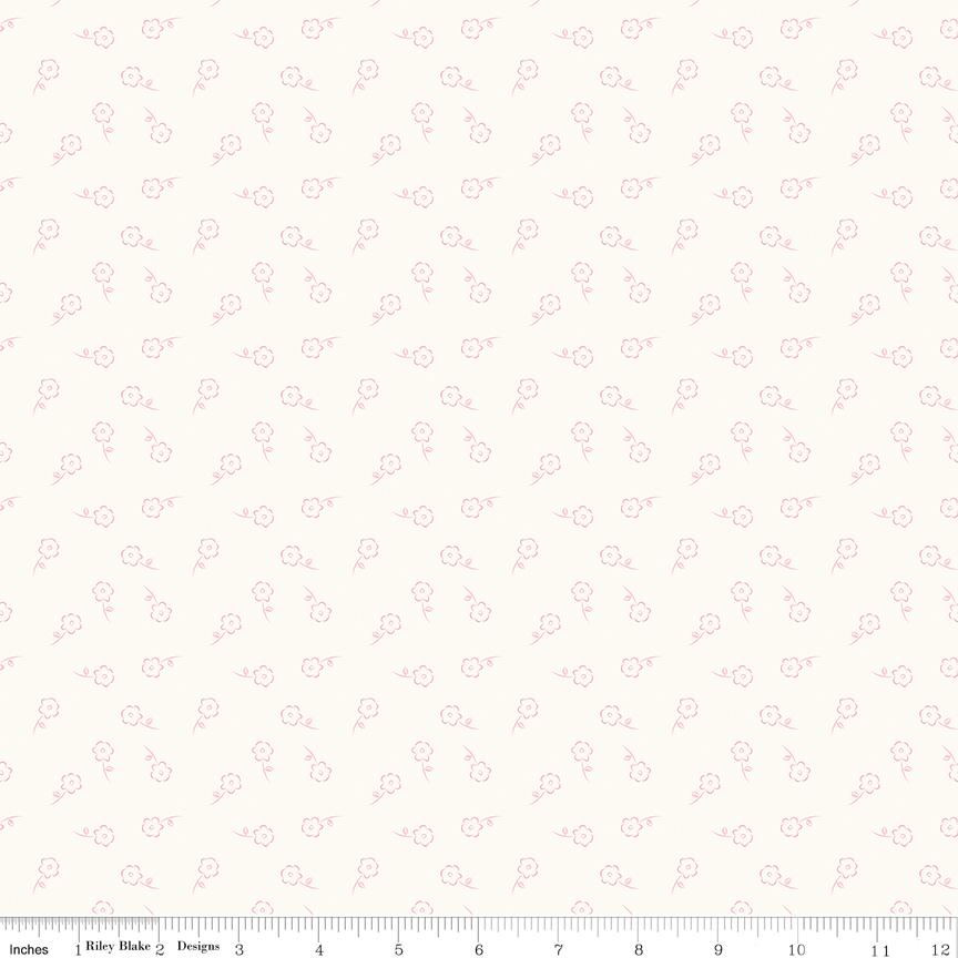 Sweet Pink Rolie Polie, Riley Blake RP-17410-40, 2.5" Precut Pink Cream Floral Fabric Strips, My Mind's Eye