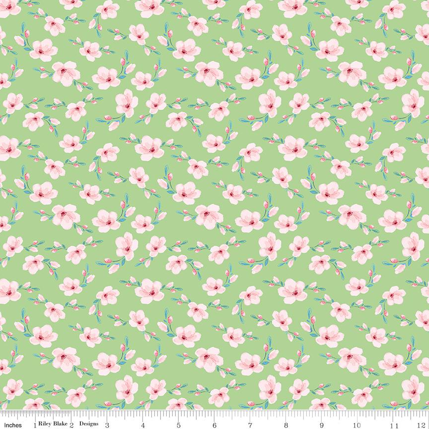 Painted Petals 5" Stacker, Riley Blake 5-17590-42, 5" Precut Pink Blue Green Yellow Floral Charm Pack Fabric Squares, Lila Tueller