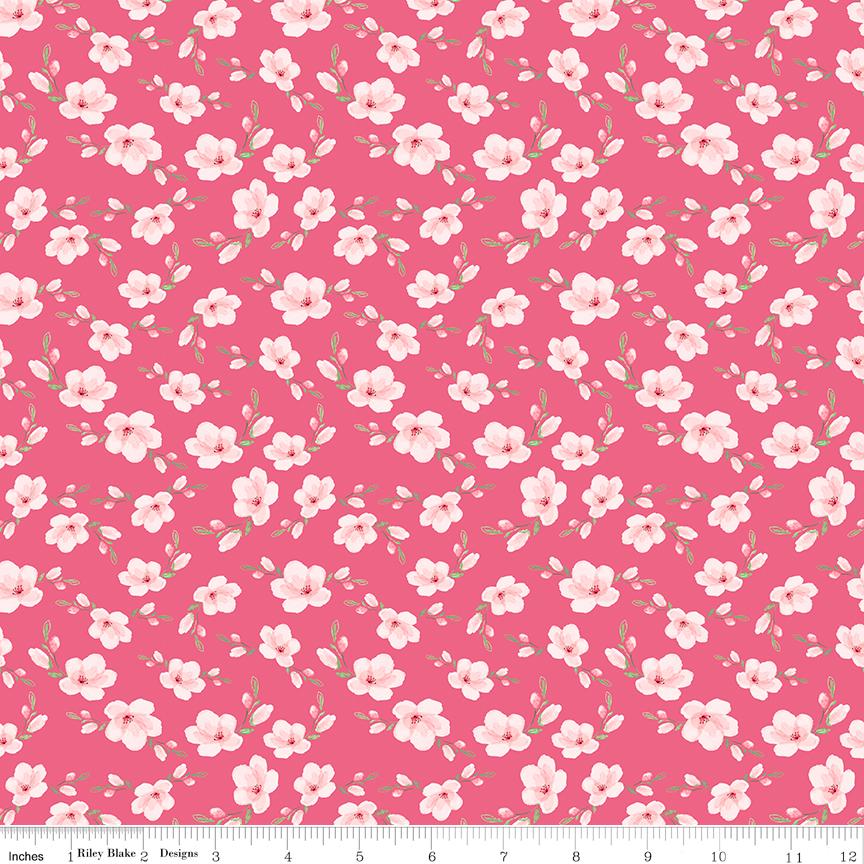 Painted Petals 5" Stacker, Riley Blake 5-17590-42, 5" Precut Pink Blue Green Yellow Floral Charm Pack Fabric Squares, Lila Tueller