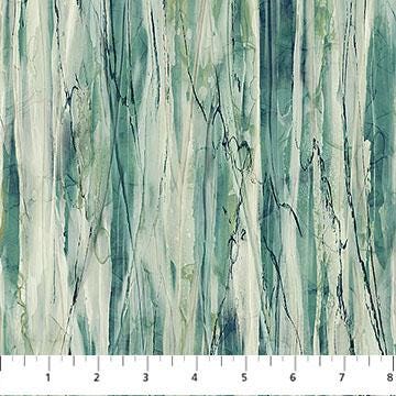 Whisper 10" Tiles, Northcott TWHISPER42-10, 10" Precut Teal Green Cream Floral Dandelions Cotton Quilt Fabric Squares
