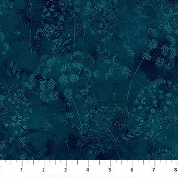 Whisper 10" Tiles, Northcott TWHISPER42-10, 10" Precut Teal Green Cream Floral Dandelions Cotton Quilt Fabric Squares
