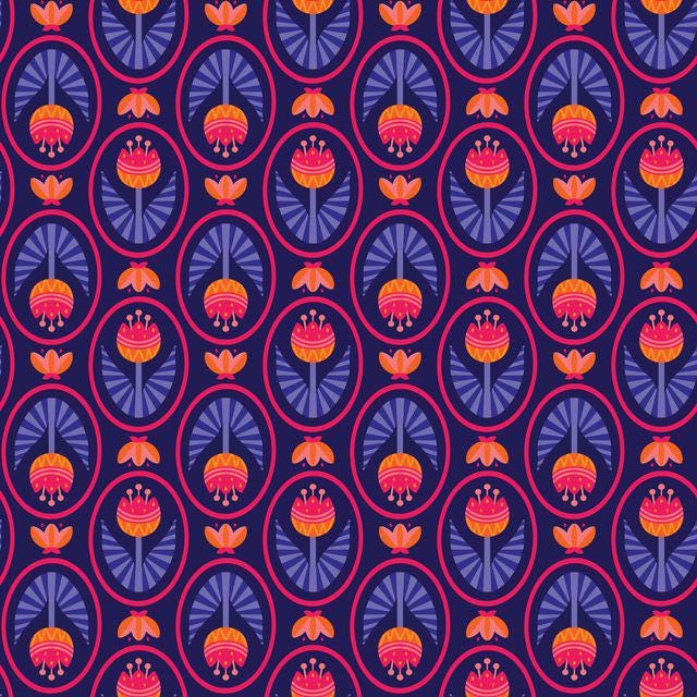 Blooming Garden 5" Fabric Squares, Cloud9 Fabrics 600501-X, 5" Precut Purple Orange Pink Blue Floral Quilt Fabric Squares