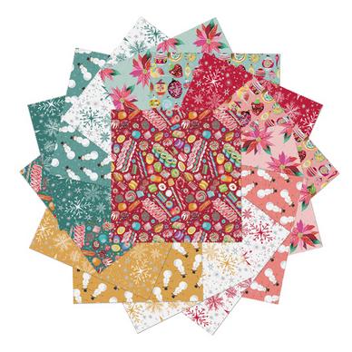Magical Season 10" Fabric Squares, Benartex MGS10PK, Precut 10" Iconic Christmas Xmas Layer Cake Fabric Squares, Katie Daisy