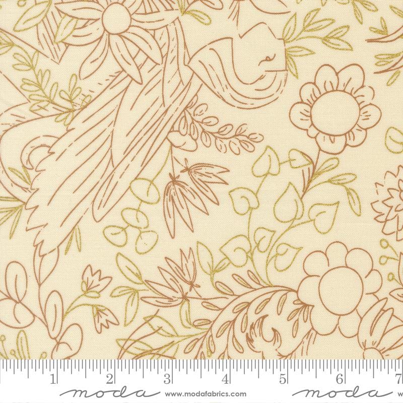 Sunlit Ruins 5" Charm Pack, Moda 38160PP, 5" Precut Cream Brown Gray Green Blue Plum Floral Charm Pack Fabric Squares, Jessica Rose