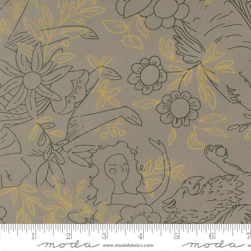 Sunlit Ruins 2.5" Jelly Roll, Moda 38160JR, 2.5" Precut Cream Brown Gray Green Blue Plum Floral Quilt Fabric Strips, Jessica Rose