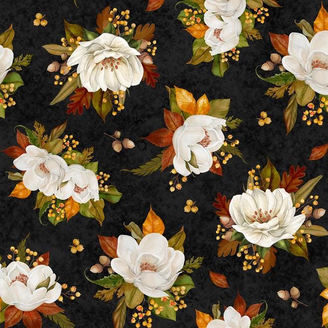 Oh My Gourd 5 Karat Crystals, Wilmington Prints 893-508, Precut 5" Fall Autumn Thanksgiving Pumpkins Floral Fabric Squares Charm Pack