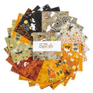 Spooky 5" Stacker, Riley Blake 5-17570-42, 5" Precut Halloween Charm Pack Fabric Squares, Teresa Kogut