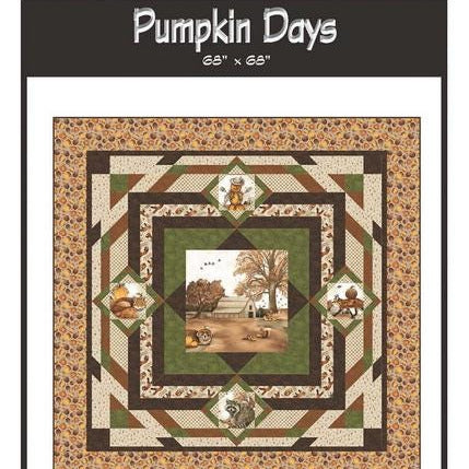 Pumpkin Days Panel Frame Quilt PATTERN, Windmill Quilts WMQ128, Fabric Panel Blocks Friendly Frame Throw Quilt Pattern
