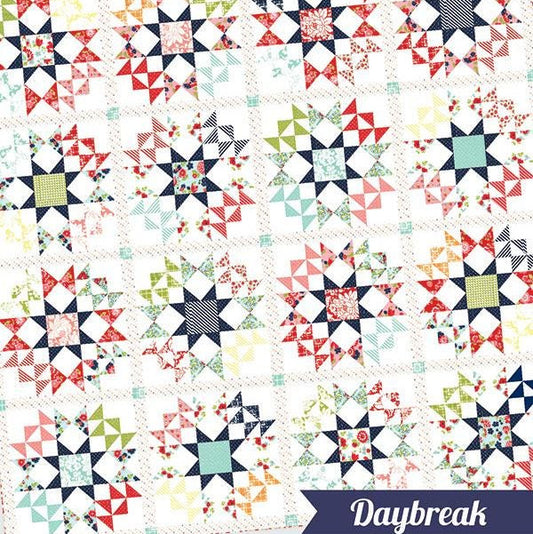 Daybreak Quilt Pattern, Thimble Blossoms TBL241, Layer Cake Friendly HST Starburst Square Throw Quilt Pattern, Camille Roskelley