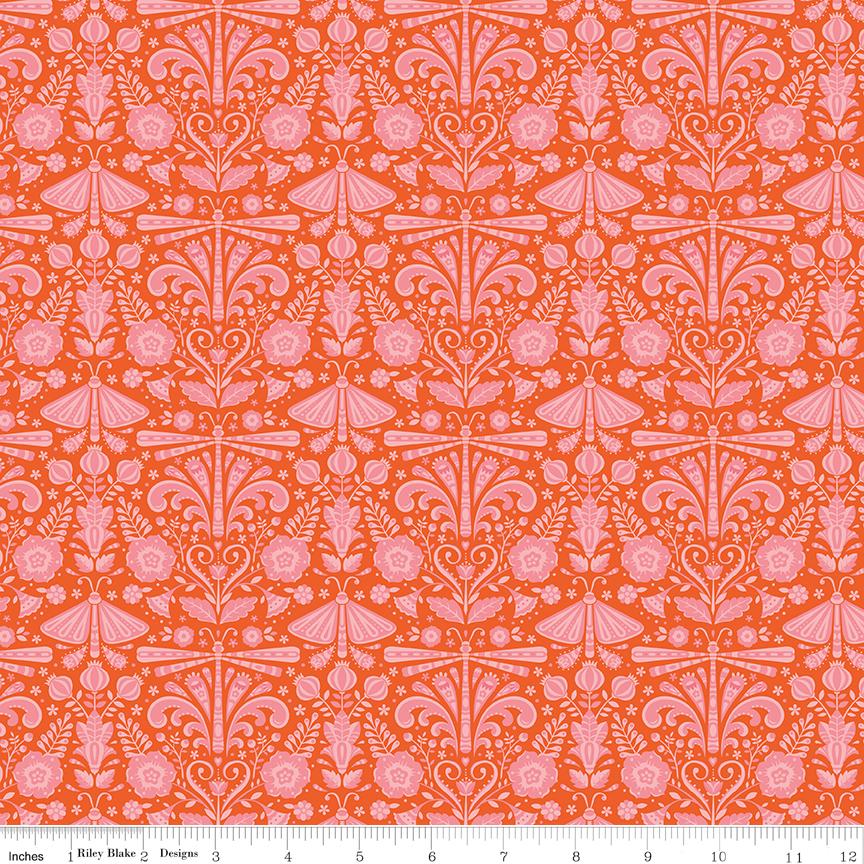 Peach Cobbler 2.5" Rolie Polie, Riley Blake RP-17420-40, 2.5" Precut Pink Peach Yellow Green Floral Jelly Roll Fabric Squares, Lily Ashbury