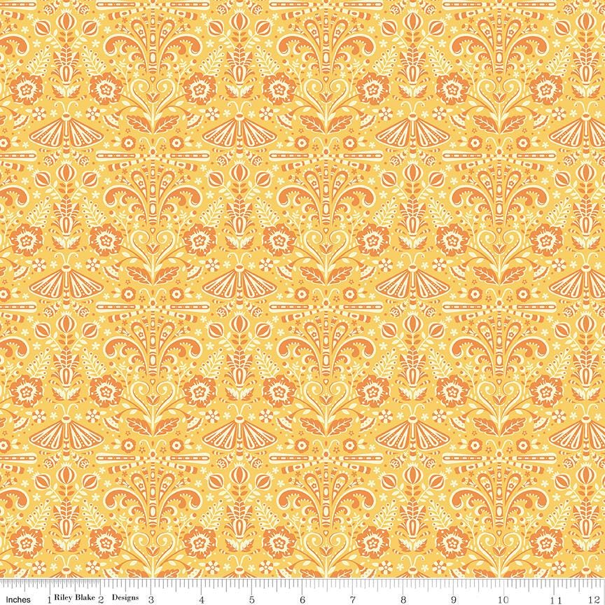 Peach Cobbler 2.5" Rolie Polie, Riley Blake RP-17420-40, 2.5" Precut Pink Peach Yellow Green Floral Jelly Roll Fabric Squares, Lily Ashbury