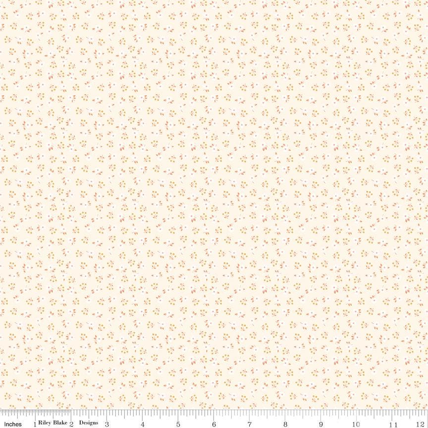 Peach Cobbler 2.5" Rolie Polie, Riley Blake RP-17420-40, 2.5" Precut Pink Peach Yellow Green Floral Jelly Roll Fabric Squares, Lily Ashbury