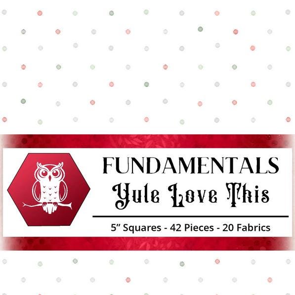 Fundamentals Yule Love This 5" Stamp, White Owl YULELOVETHIS-05, 5" Precut Low Volume Christmas Colors Charm Pack Fabric Squares