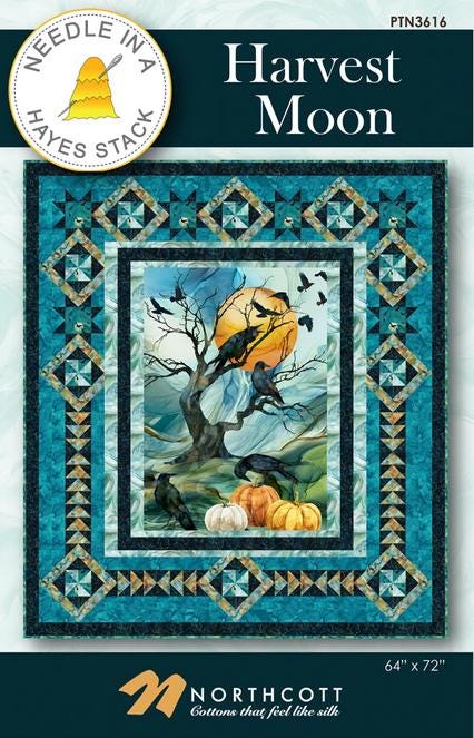 Harvest Moon Panel Frame Quilt PATTERN, Needle in a Hayes Stack PTN3616, 30" Fabric Panel Friendly Throw Quilt Pattern