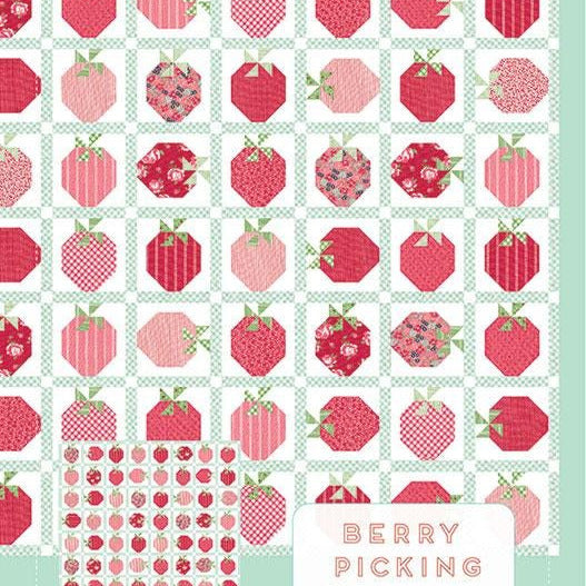 Berry Picking Quilt Pattern, Thimble Blossoms TBL288, Fat Quarter Friendly Strawbery Strawberries Square Throw Quilt Pattern