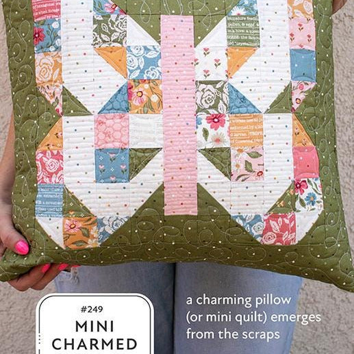 Mini Charmed Quilted Pillow Cover Pattern, Lella Boutique LB249, Precut 2.5" Mini Charm Squares Friendly Butterfly Pillow Cover Pattern