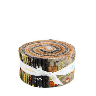 Spooky Rolie Polie Jelly Roll, Riley Blake RP-17570-40, Precut 2.5" Halloween Fabric Strips, Teresa Kogut