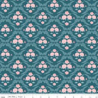 Correspondence 5" Stacker, Riley Blake 5-17560-42, 5" Precut Blue Green Pink Floral Fabric Squares, Beverly McCullough